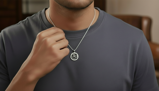 Diamond-Border Om Locket Men Pendant