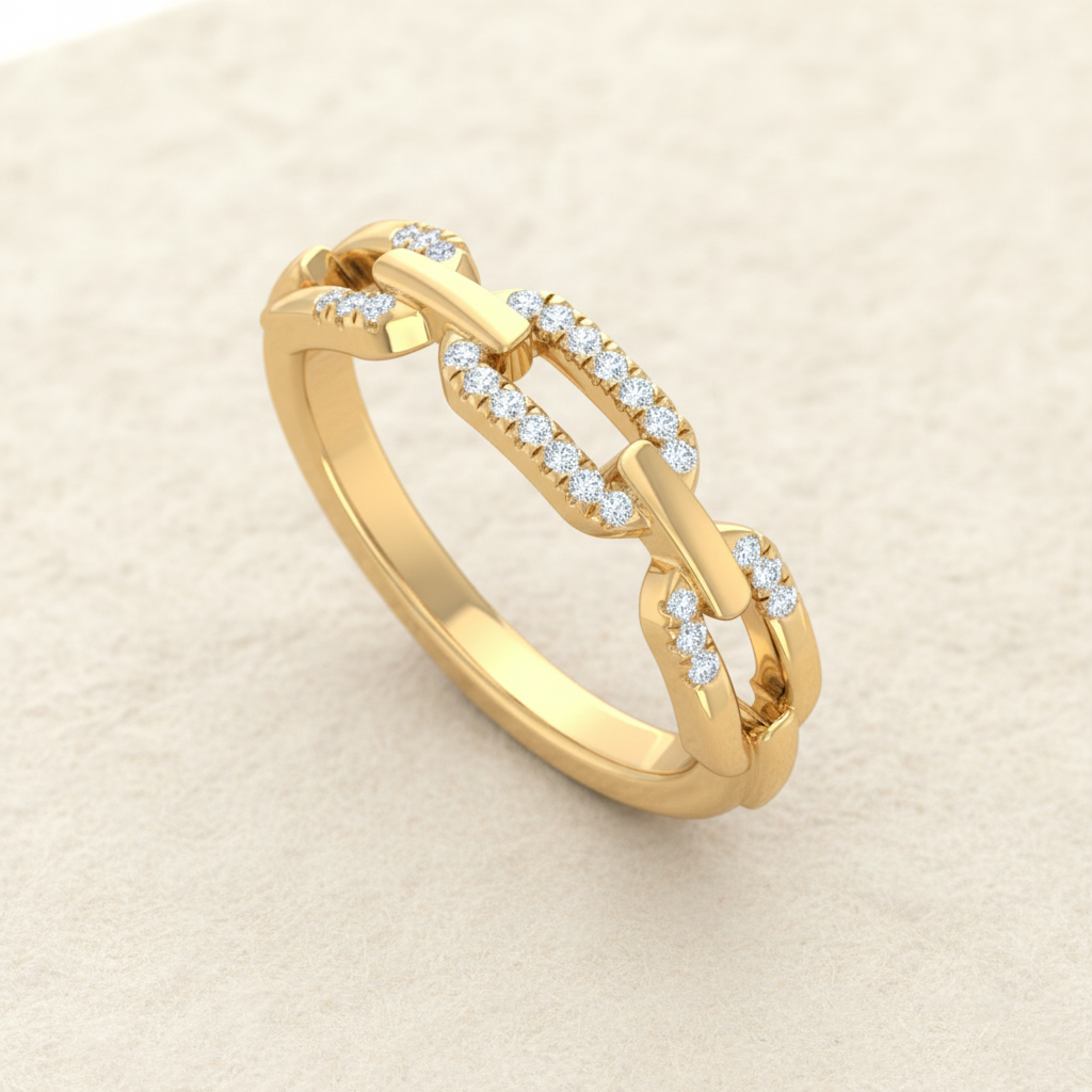 Modern Chain Link Diamond Fashion Ring