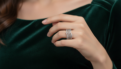 Four-Row Diamond Chevron Ring