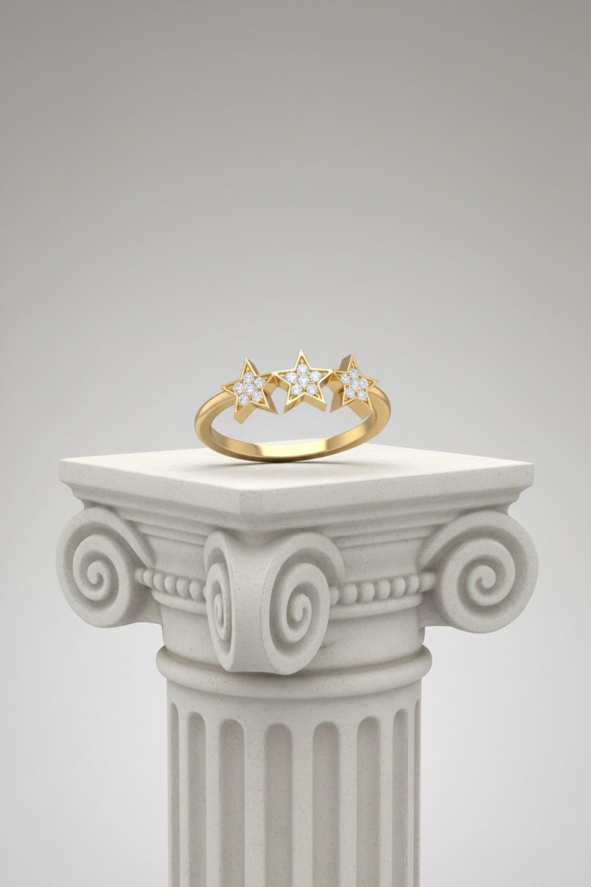 Geometric Three Star Accent Ring