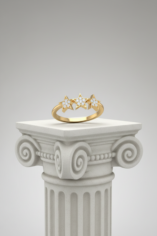 Geometric Three Star Accent Ring