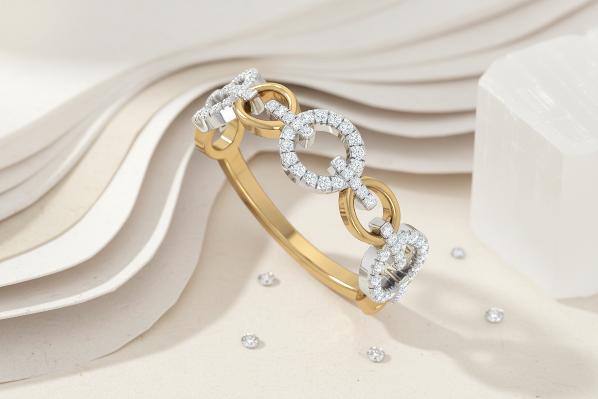 Interlocking Circle Design Diamond Accent Ring