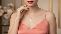 Sparkling Round Diamond Moon and Star Pendant