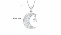 Sparkling Round Diamond Moon and Star Pendant