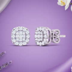 Diamond Illusion Cushion Cut Stud Earrings