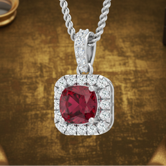 Cushion-Cut Ruby Halo
