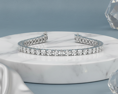 Woven Band Round Diamond Tennis Bracelet