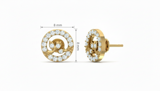 Stylized Diamond Halo Stud Earrings