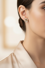 Stylized Diamond Halo Stud Earrings