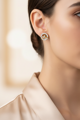 Stylized Diamond Halo Stud Earrings