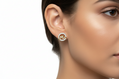 Stylized Diamond Halo Stud Earrings