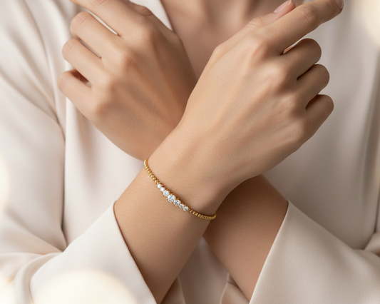 Beaded Chain Diamond Bangle
