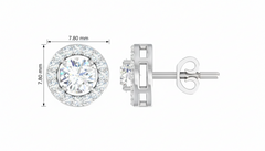Classic Round Diamond Solitaire Halo Stud Earrings