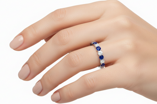 Sapphire With Diamond Nine Stone