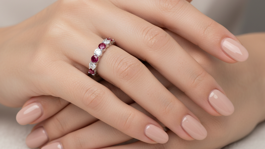 Ruby With Diamond Nine Stone