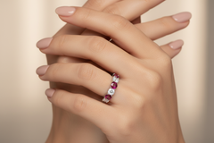 Nine Stone Ruby With Diamond Half Cttw