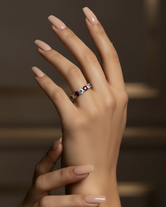Nine Stone Ruby With Diamond