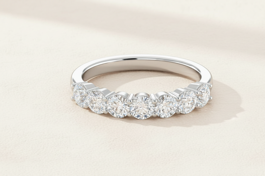 Seven Stone Silver Ring Band