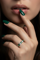 Seven Stone Emerald  With Diamond Half CTTW