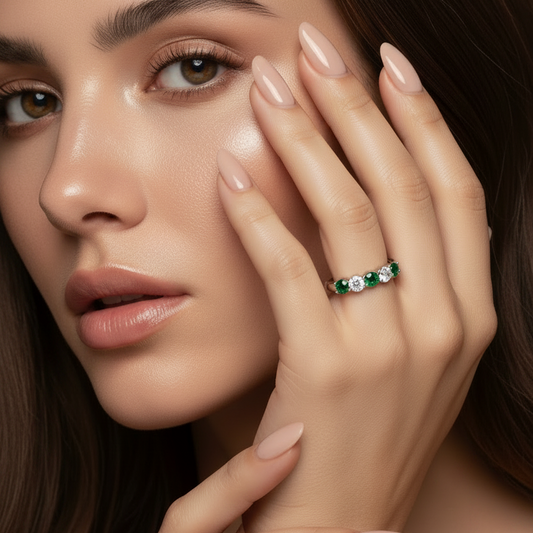 Seven Stone Emerald With Diamond