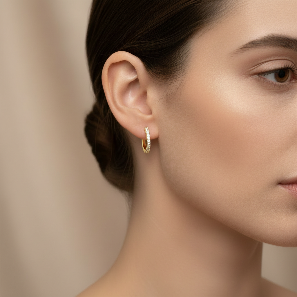 Ethical Diamond Inside and Out Side Hoop Earrings