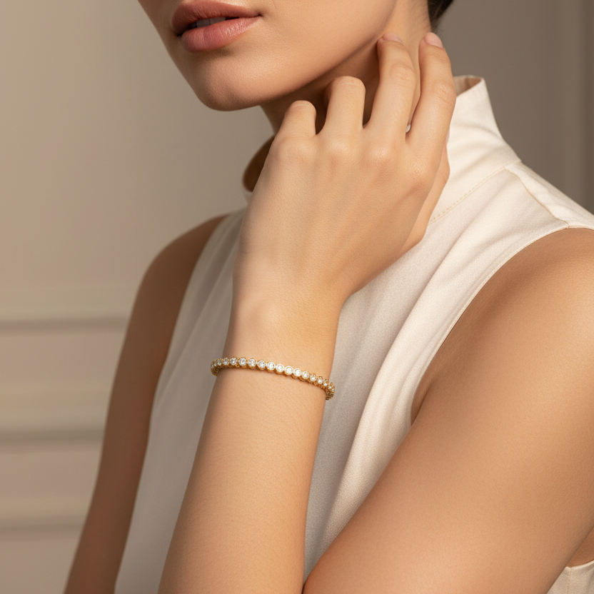The Bezel Solitaire Kada Bangle