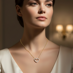 Dainty Diamond Open Heart Charm Necklace With Chain