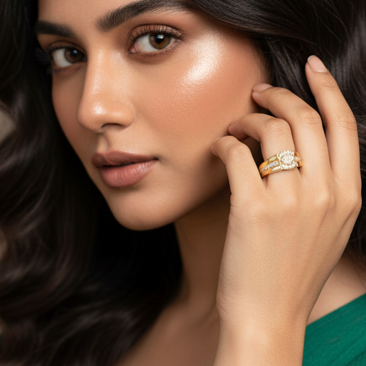 Premium Raised-Halo Geometric Diamond
