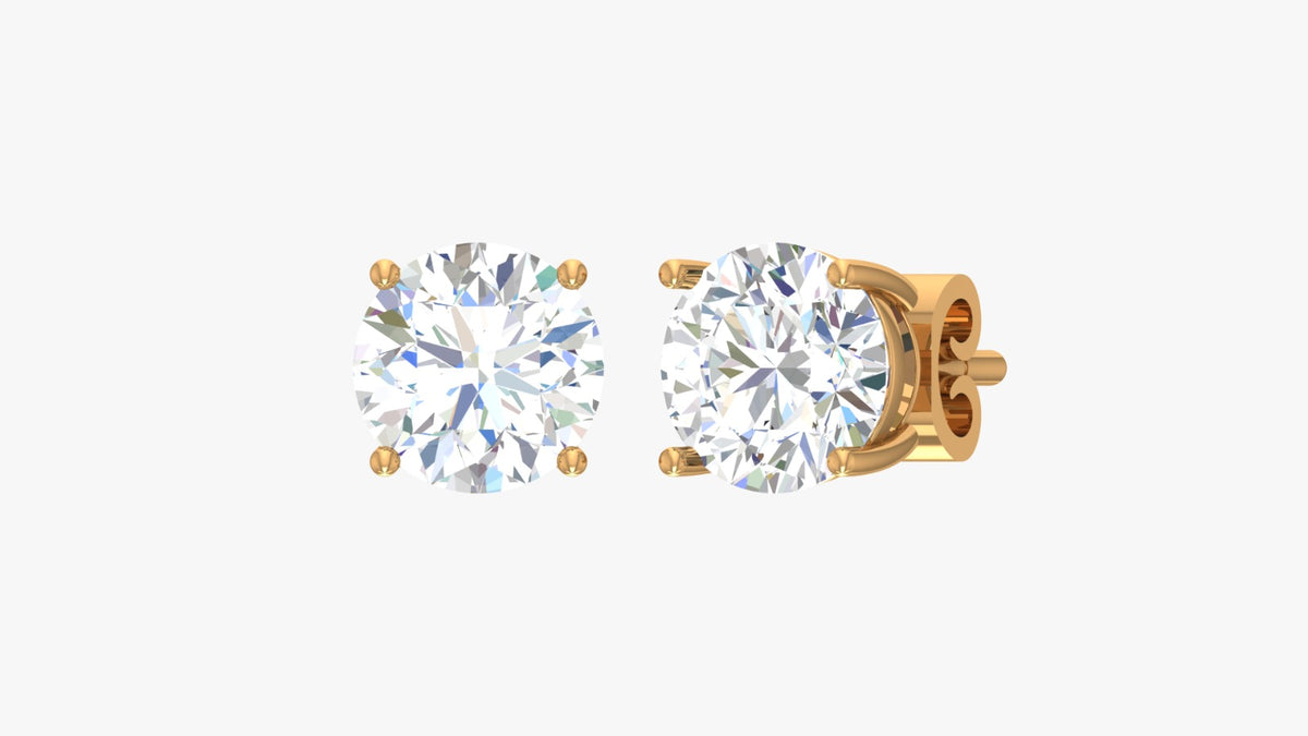 9K solid gold studs earring prong set 0.15 ct diamond