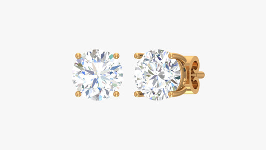 9K solid gold studs earring prong set 0.15 ct diamond