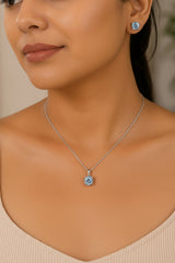 Silver Diamond Earring and Pendent Set