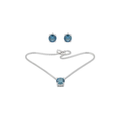 Silver Diamond Earring and Pendent Set
