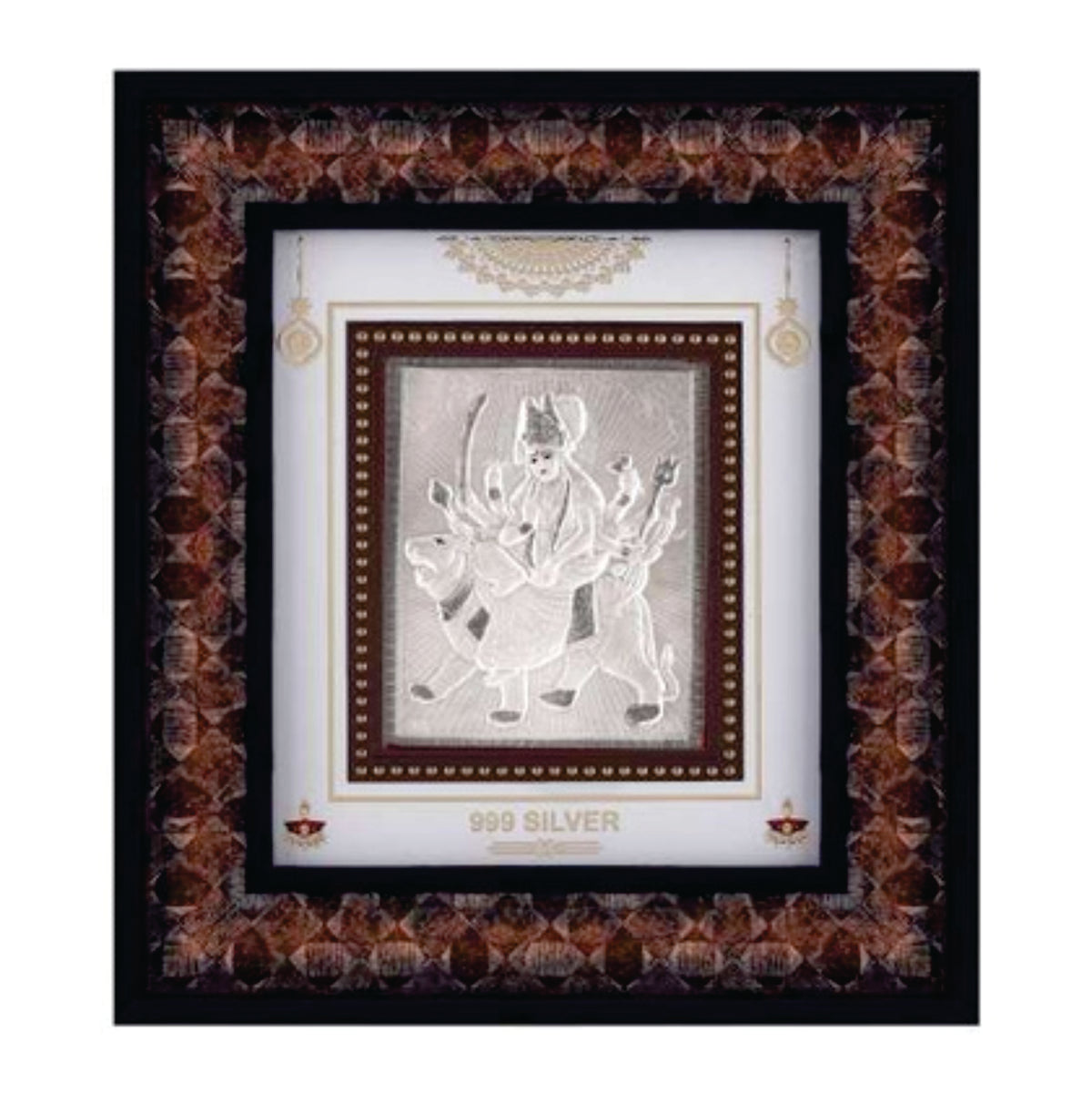 Ambe Maa Frame - 999 Pure silver , 9 x 10 Inch