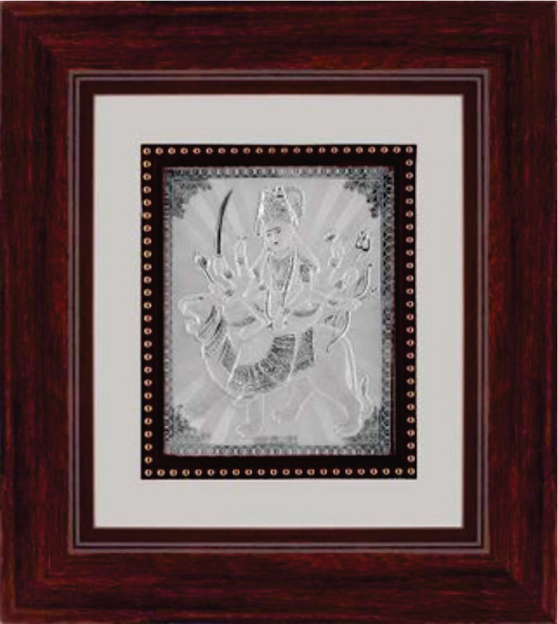 Ambe Maa Frame - 999 Pure silver , 9 x 10 Inch