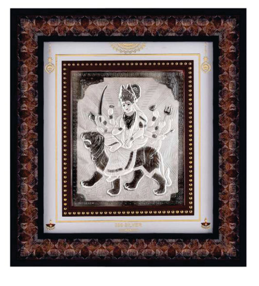 Ambe Maa Frame - 999 Pure silver , 10 x 11 Inch