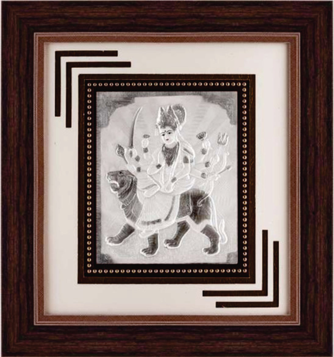 Ambe Maa Frame - 999 Pure silver , 12 x 13 Inch