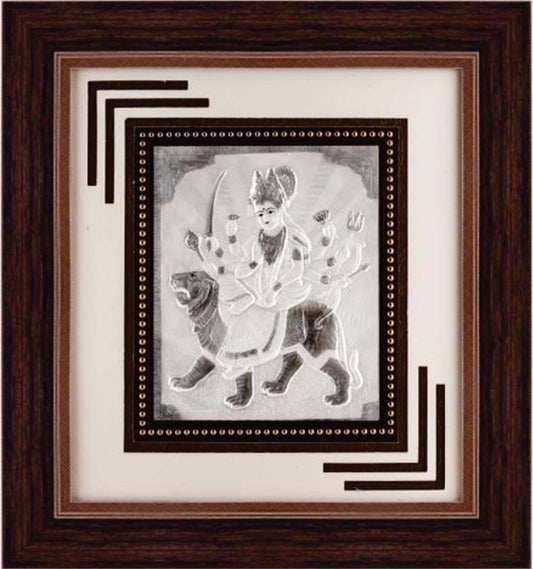 Ambe Maa Frame - 999 Pure silver , 12 x 13 Inch