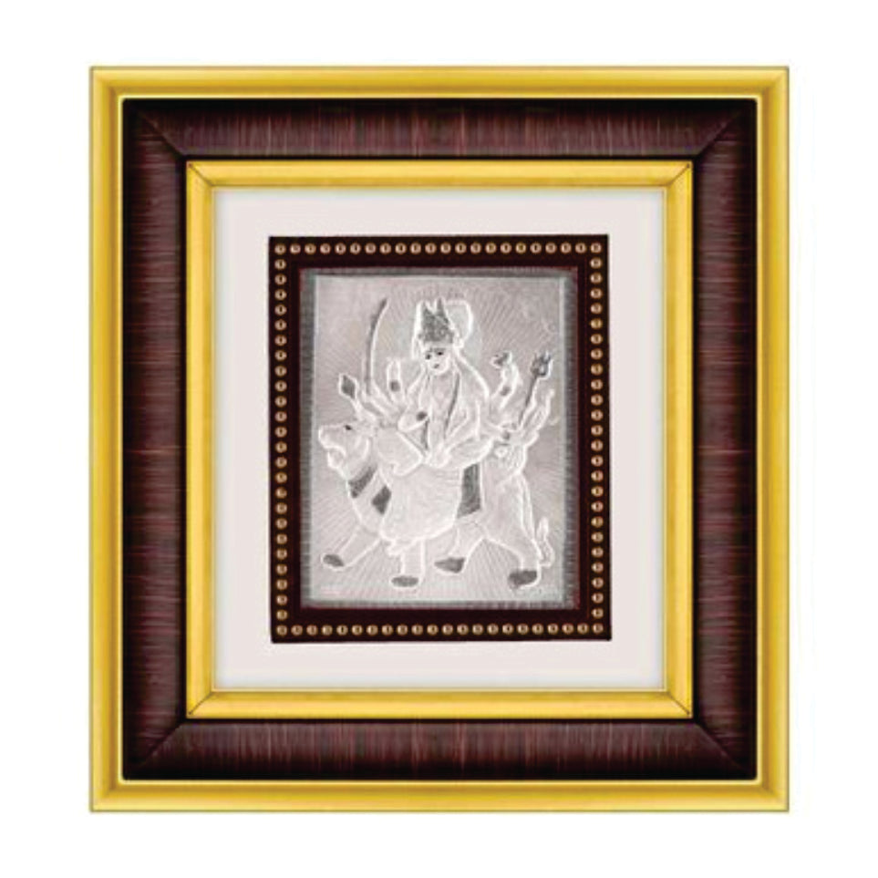 Ambe Maa Frame - 999 Pure silver , 8.5 x 9.5 Inch