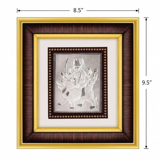 Ambe Maa Frame - 999 Pure silver , 8.5 x 9.5 Inch