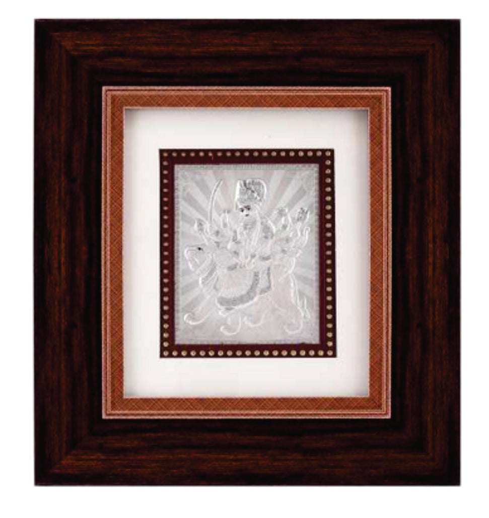 Ambe Maa Frame - 999 Pure silver , 7 x 8 Inch