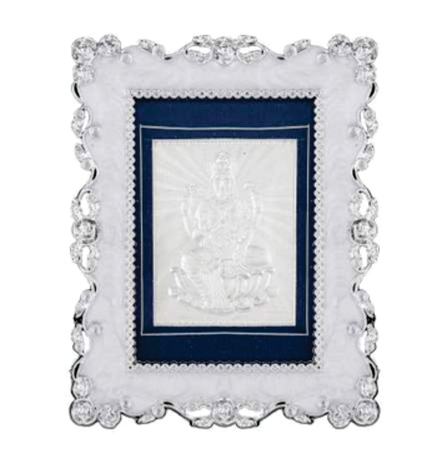 Laxmi Maa Frame - 999 Pure silver , 3 x 4 Inch
