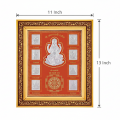 Shree Ashtalaxmi Frame - 999 Pure silver , 11 x 13 Inch