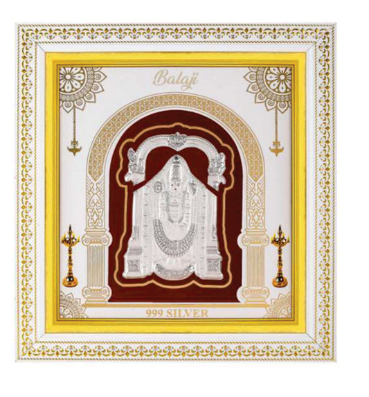 Tirupati Balaji Frame - 999 Pure silver , 11 x 12 Inch
