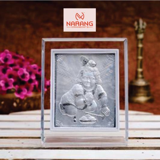 Bal Gopal Frame - 999 Pure silver , 3.5 x 4.5 Inch