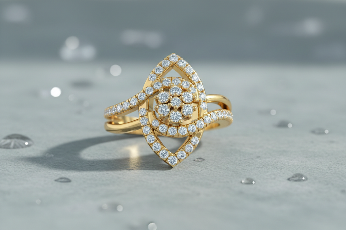 Sparkling Diamond Teardrop Cluster Ring