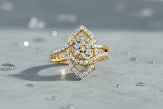 Sparkling Diamond Teardrop Cluster Ring