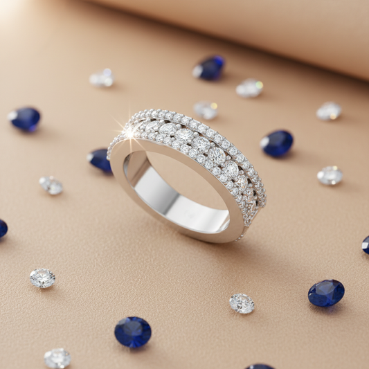 Dazzling Silver Wedding Band Ring