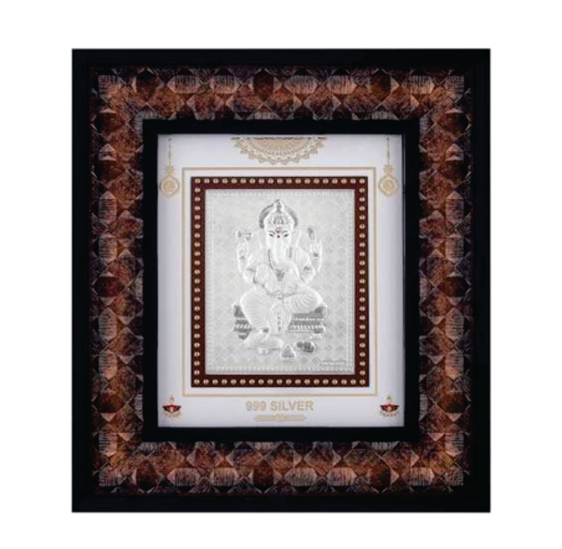 Ganeshji Frame - 999 Pure silver , 7 x 8 Inch