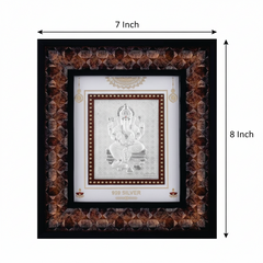 Ganeshji Frame - 999 Pure silver , 7 x 8 Inch