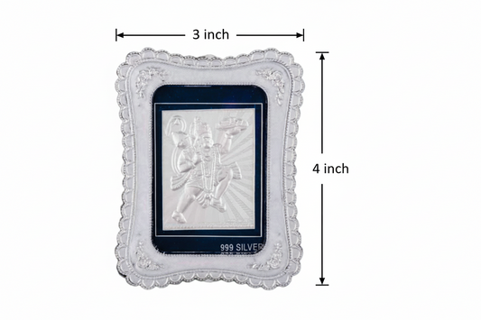 Bajrang Bali Frame - 999 Pure silver , 3 x 4 Inch